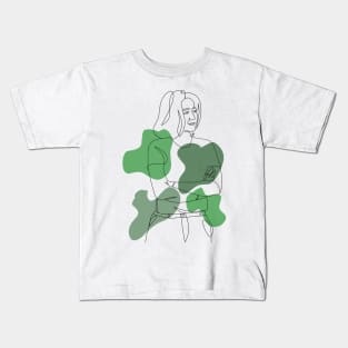 Line continuous art of a woman Kids T-Shirt